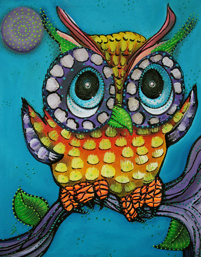 Owl Painting - Little Owl by Laura Barbosa Owl Painting - Little Owl by Laura Barbosa