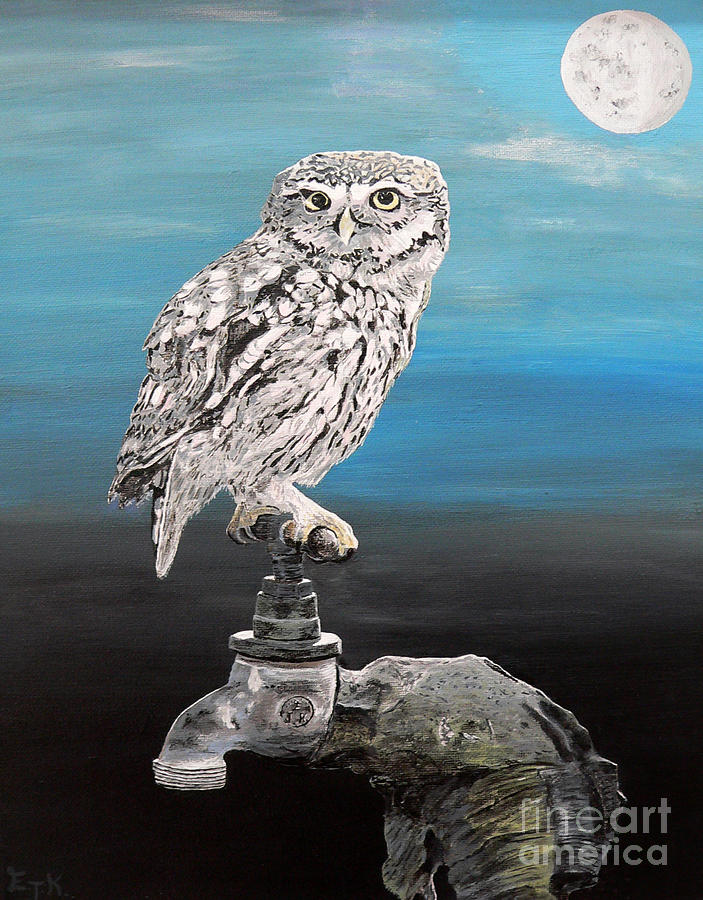 Little Owl Painting - Little Owl on Tap by Eric Kempson