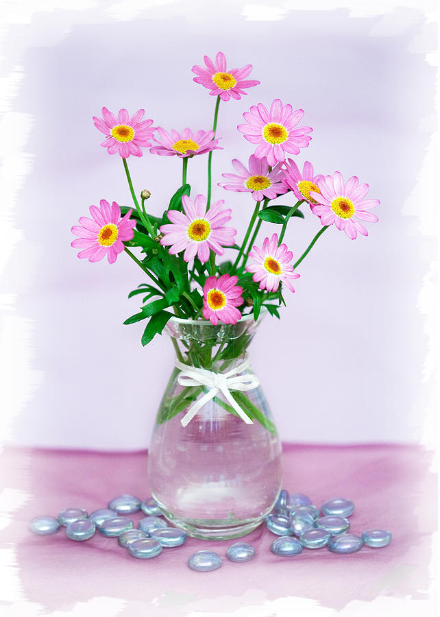Flower Photograph - Little Pink Flowers in a Vase by Natalie Kinnear