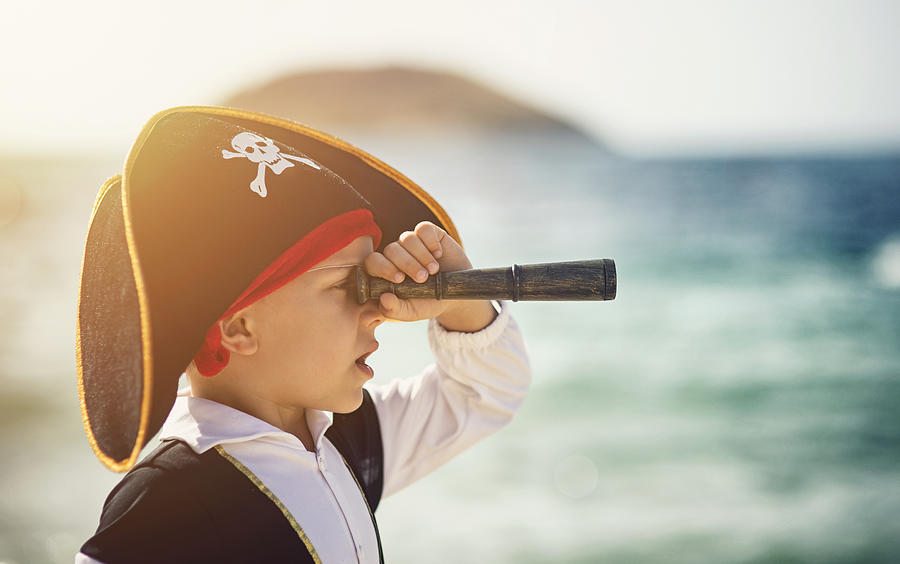 Little pirate looking with spyglass Photograph by Imgorthand