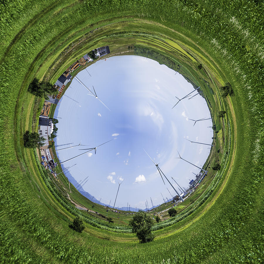 Little Planet Effect, Grassy Field Photograph by Copyright Xinzheng. All Rights Reserved.