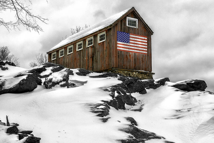 The Hilltop Rustic Flag Barn New England Winter Photograph by Photos by Thom