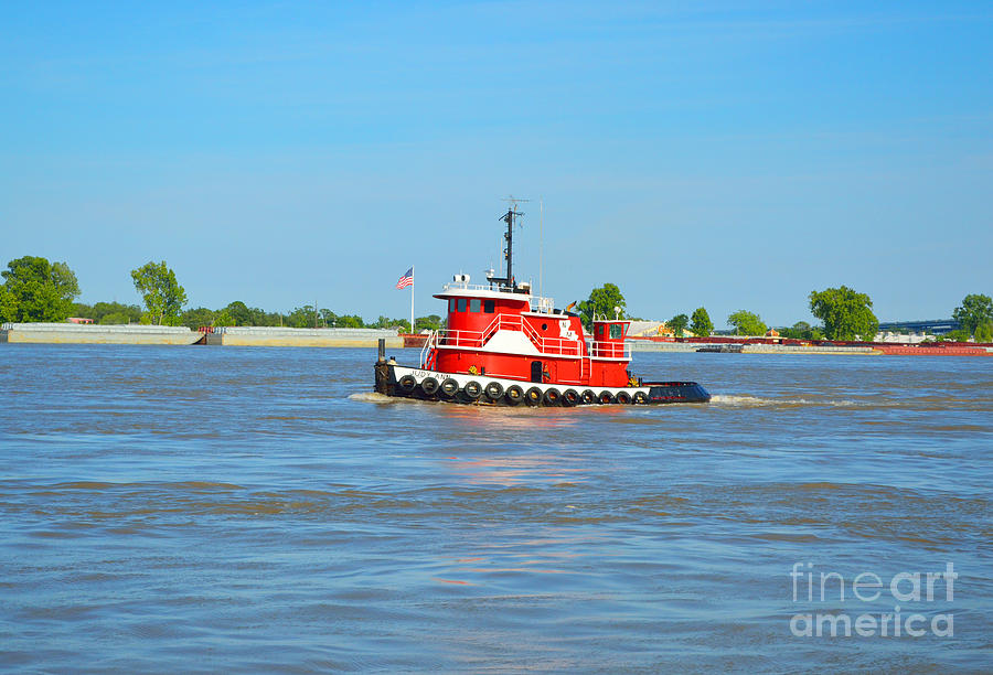 Little Red Boat on the Mighty Mississippi Photograph by Alys Caviness-Gober