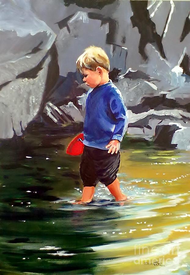Little Red Boat Painting by Terence R Rogers