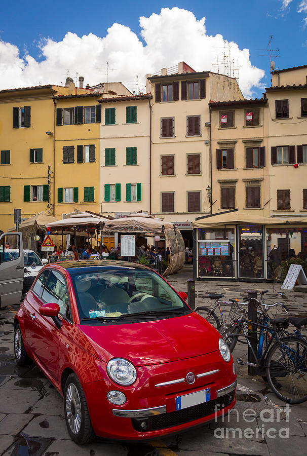 Architecture Photograph - Little Red Fiat by Inge Johnsson