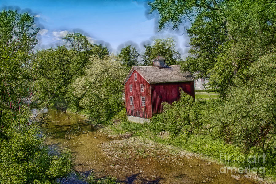 Little Red House Along the Creek  by Jim Lepard