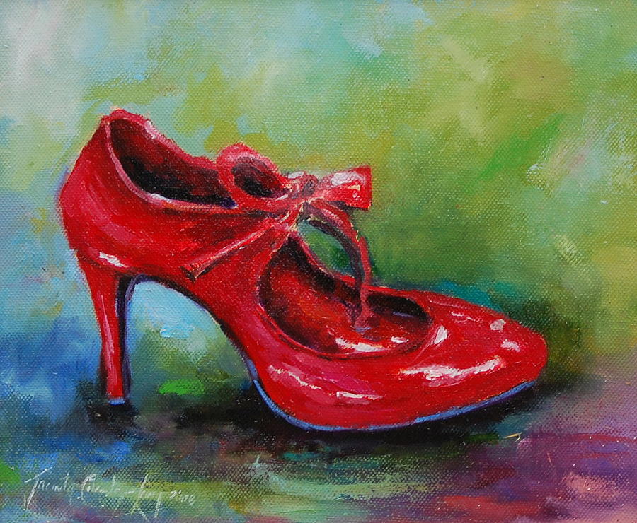 Shoe Painting - Little Red by Jacinta Crowley-Long