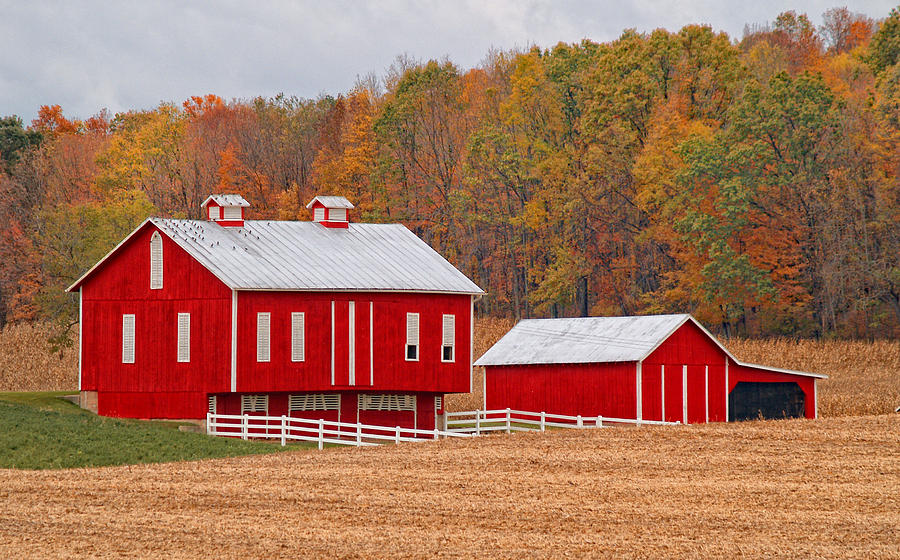 Fall Photograph - Little Red  Pennsylvania Dutch Barn by Brian Mollenkopf