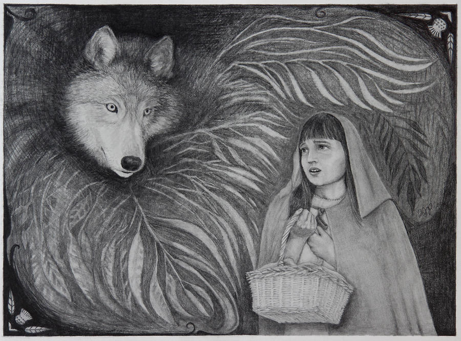 Little Red Riding Hood Meets The Wolf Drawing by Tanya Petruk | Fine