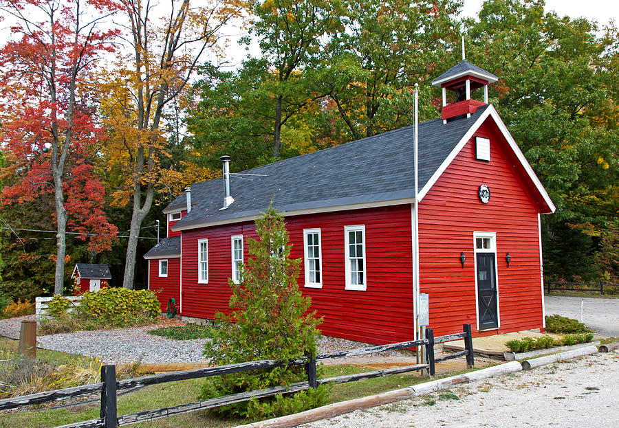 Fall Photograph - Little Red School House in Leelanau County by Craig Sterken