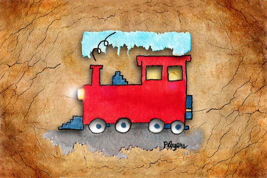 Little Red Train Painting by Paula Ayers