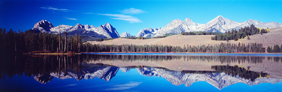 Mountain Photograph - Little Redfish Lake Mountains Id Usa by Panoramic Images
