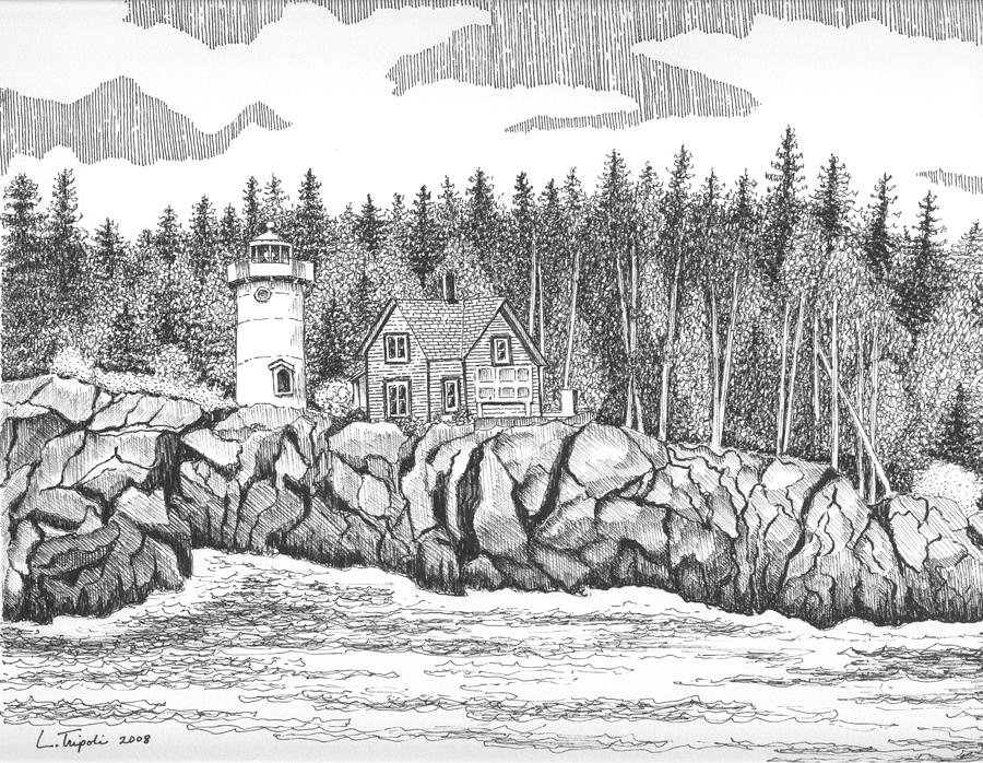 Little River Lighthouse Drawing by Lawrence Tripoli