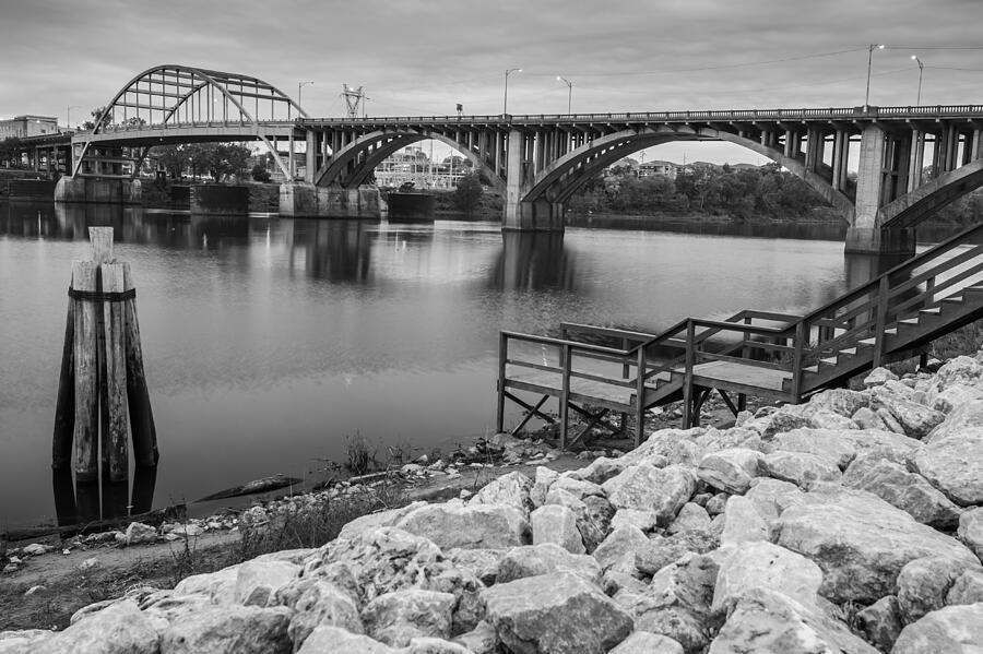Little Rock Arkansas River Bridge Black and White Photograph by Gregory Ballos