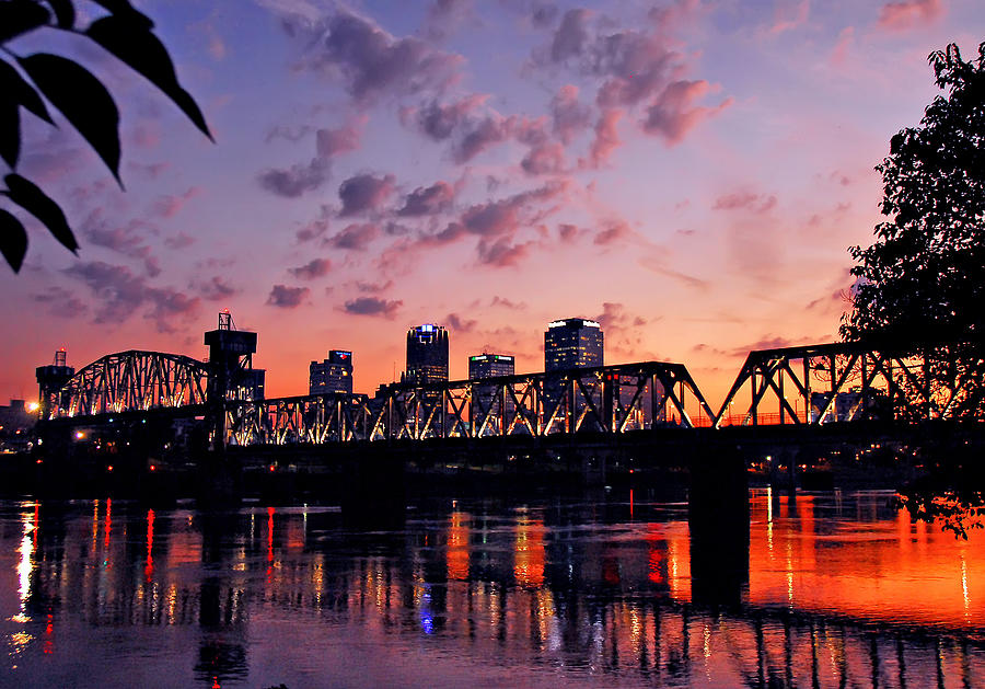 Little Rock Bridge Sunset Photograph by Mitchell R Grosky