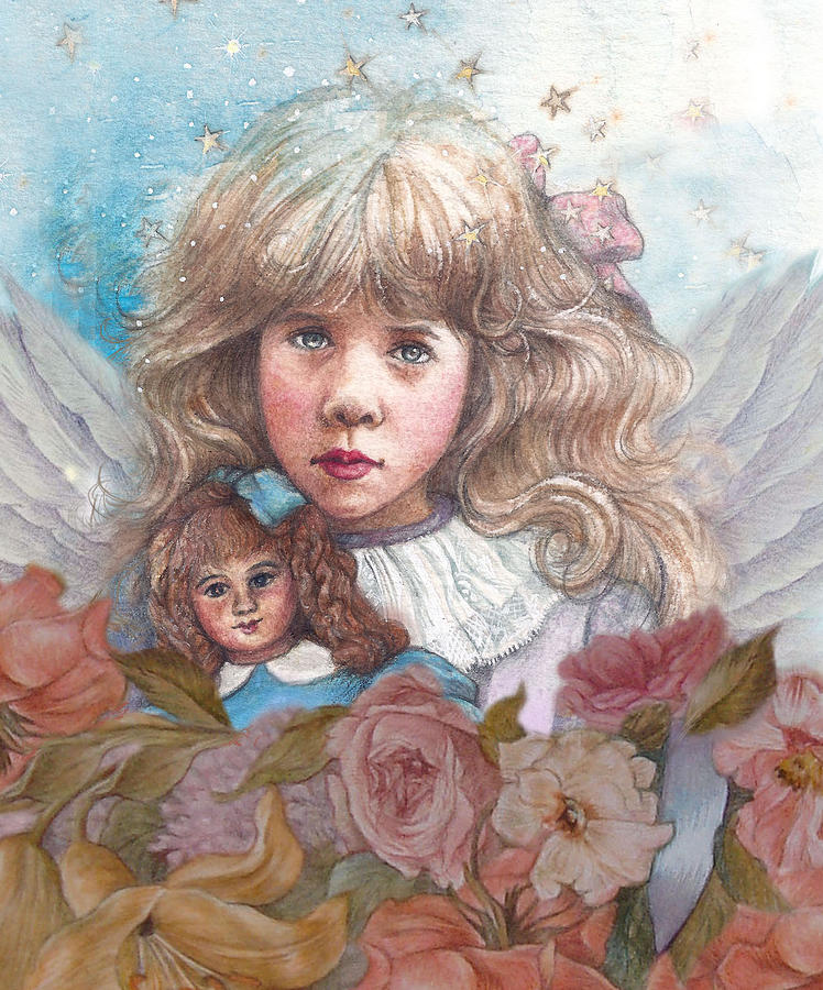 Little rose angel Painting by Judith Cheng