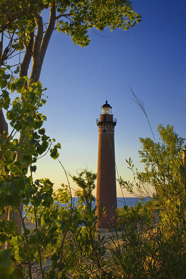 Little Sable Point Lighthouse viewed through the Trees Photograph by Randall Nyhof
