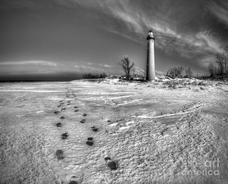 Lake Michigan Photograph - Little Sable Winter in Black and White by Twenty Two North Photography