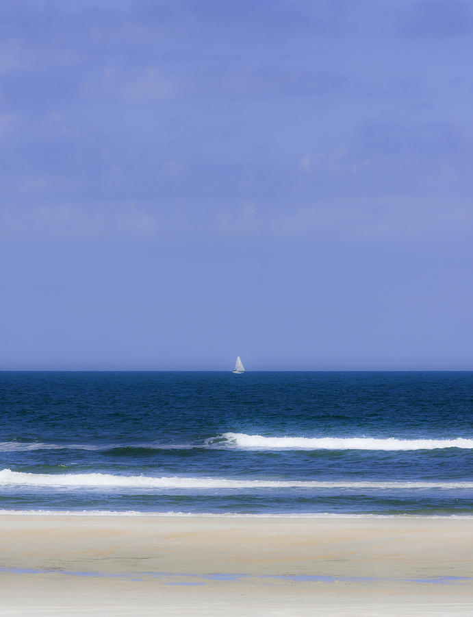 Little Sailboat on Calm Sea Photograph by Karen Stephenson