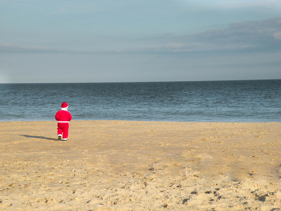 Little Santa On The Beach Photograph by Trish Tritz