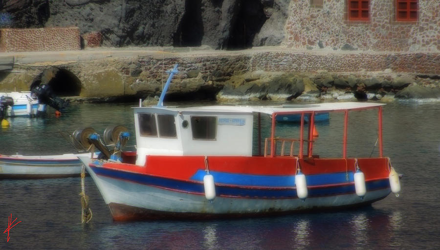 Fish Photograph - Little Santorini Fish Boat  by Colette V Hera Guggenheim