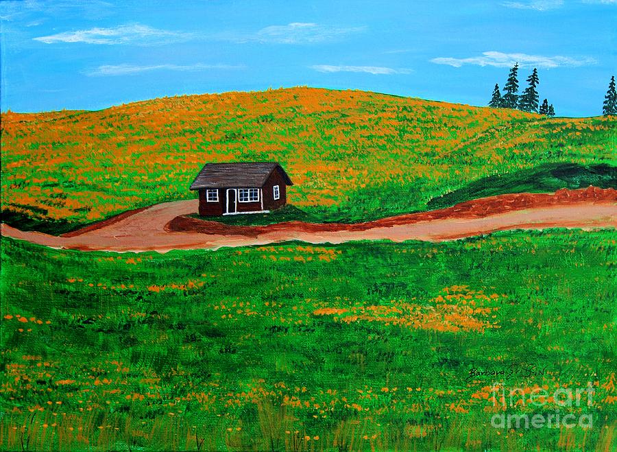 Cabin Painting - Little Shack by the Road by Barbara A Griffin