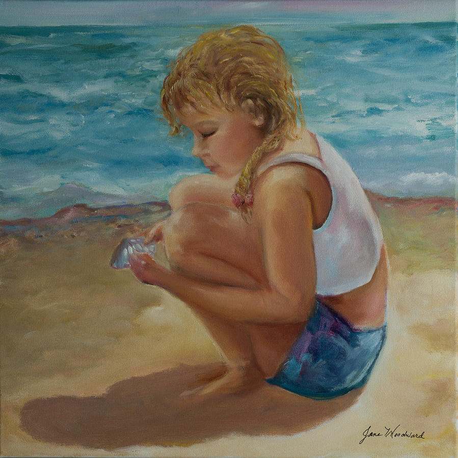 Jane Woodard Painting - Little Shell COllector by Jane Woodward Jane Woodard Painting - Little Shell COllector by Jane Woodward