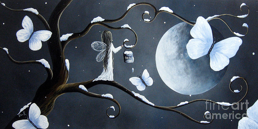 Butterfly Painting - Little Snow Fairy by Shawna Erback by Moonlight Art Parlour