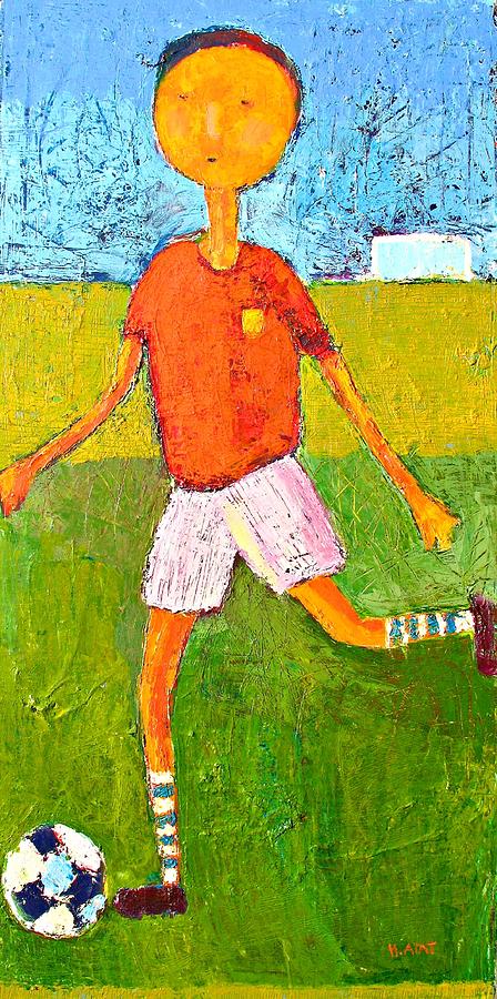 Football Player Painting - Little soccer player by Habib Ayat
