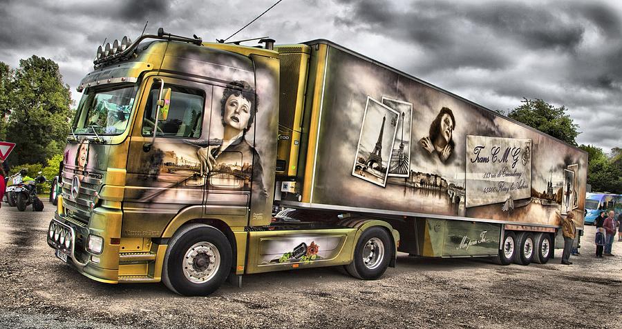 Little Sparrow. European cabover trucks at a display, this one has Edith Piaf paint job Photograph by Mick Flynn