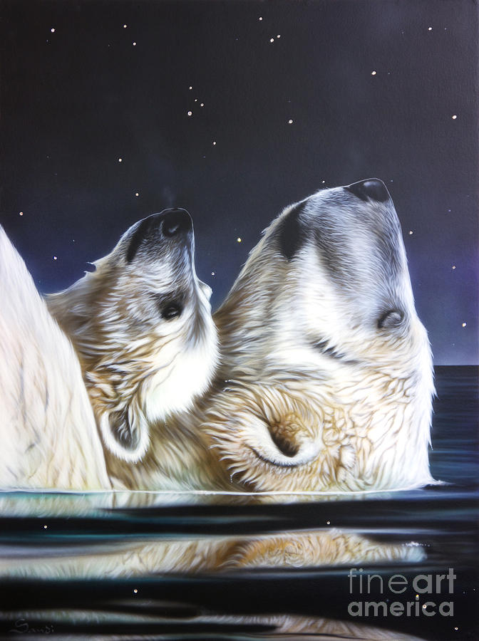 Polar Bear Painting - Little Star by Sandi Baker