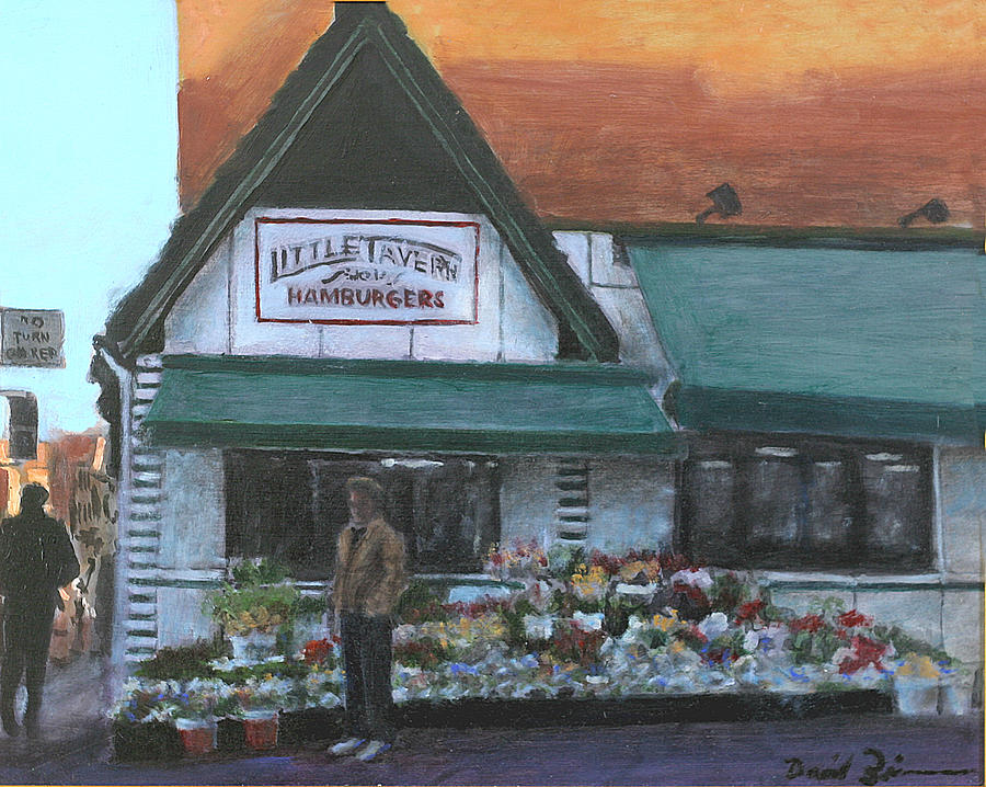 Little Tavern Flowers Painting by David Zimmerman