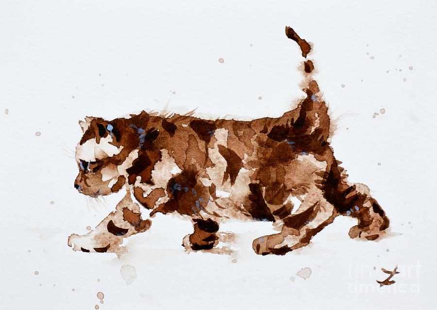 Little Tiger Painting by Zaira Dzhaubaeva