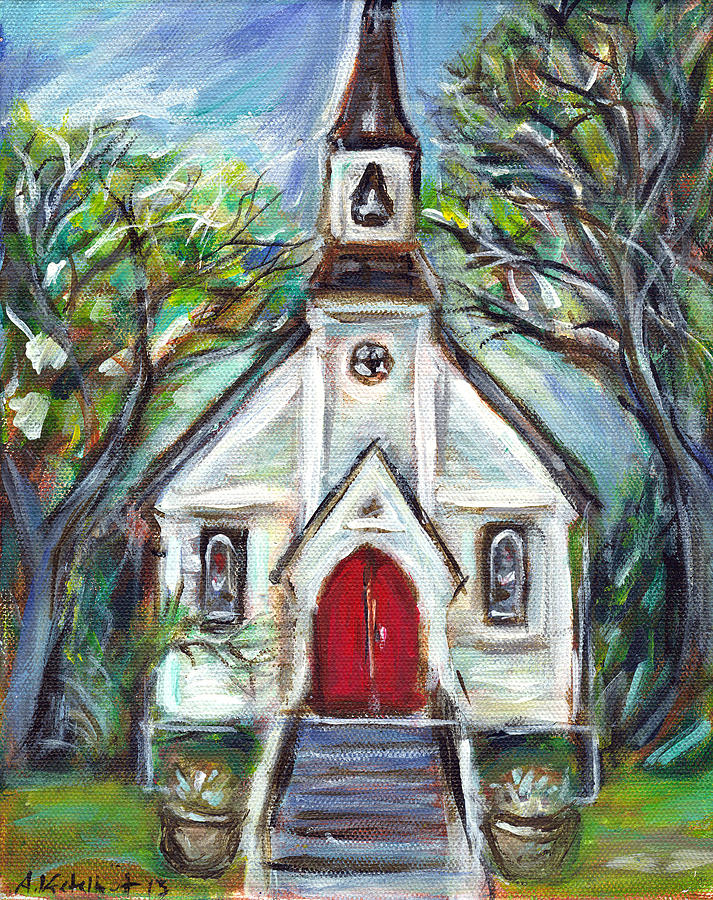 Chapel Painting - Little Town Church by Angie Ketelhut Chapel Painting - Little Town Church by Angie Ketelhut