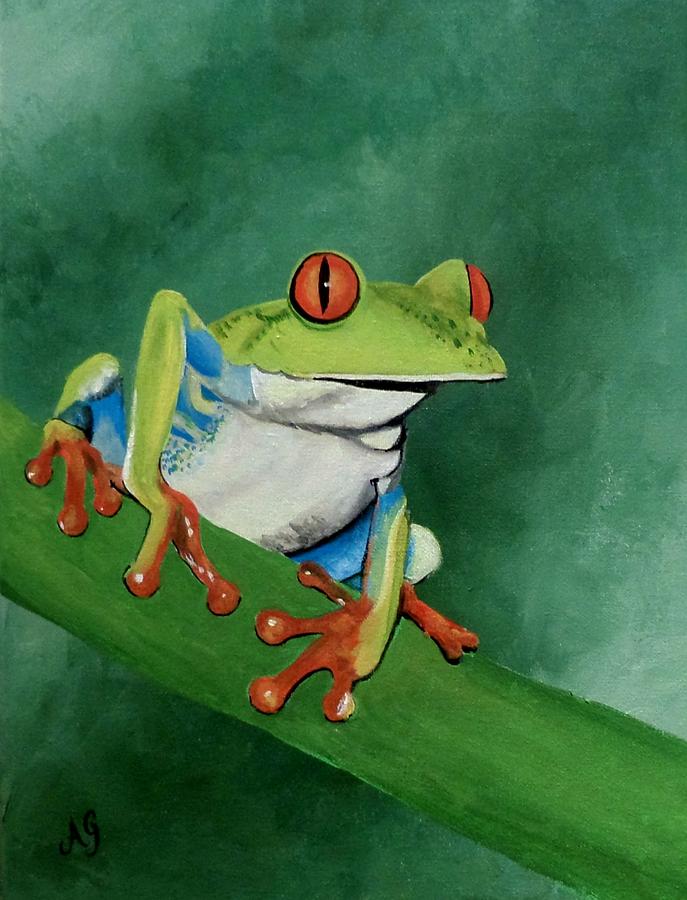 Little tree frog Painting by Anne Gardner
