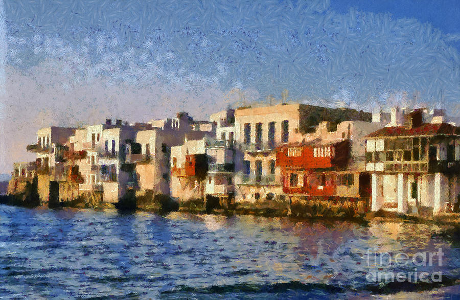 Little Venice in Mykonos island Painting by George Atsametakis