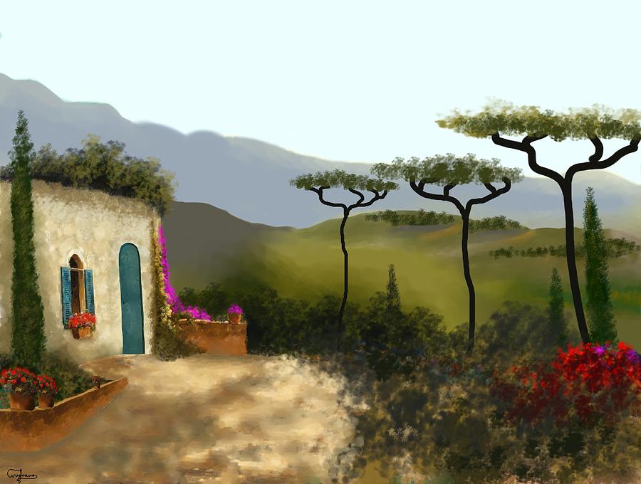 Little Villa Of Tuscany Painting by Larry Cirigliano