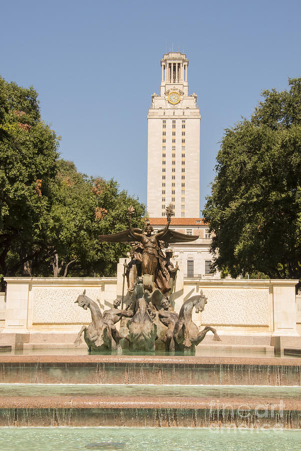 Austin Photograph - Littlefield Fountain and University of Texas Tower by Bob Phillips