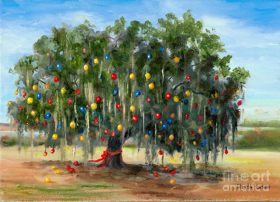 Live Oak Christmas Painting by Glenda Cason