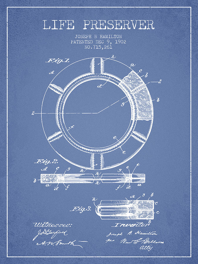 Vintage Digital Art - Live Preserver Patent from 1902 - Light Blue by Aged Pixel