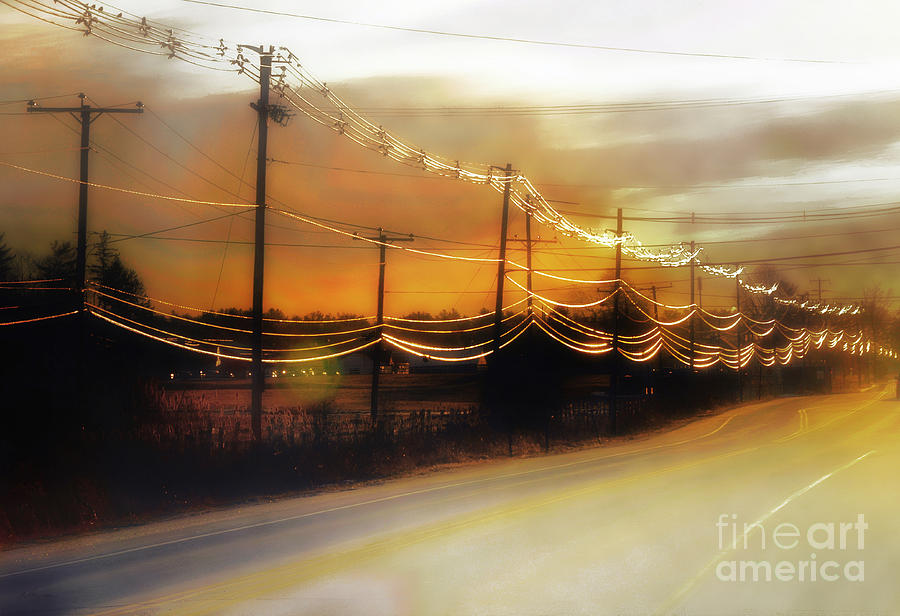 Sunset Photograph - Live Wires by Deena Athans