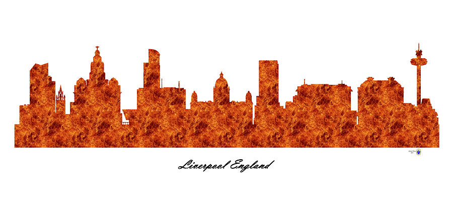 Liverpool England Raging Fire Skyline Digital Art by Gregory Murray