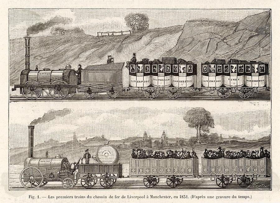 Liverpool-manchester Railway Early Drawing by Mary Evans Picture ...