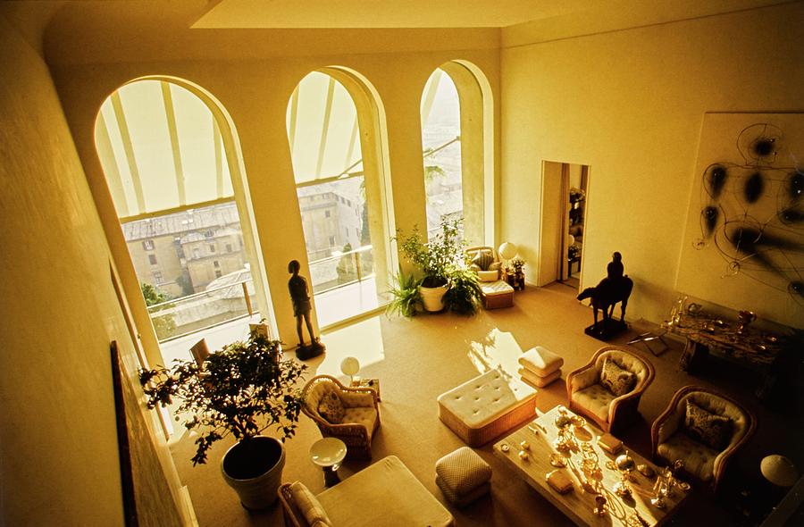 Living Room In Marella Agnellis Apartment Photograph by Karen Radkai
