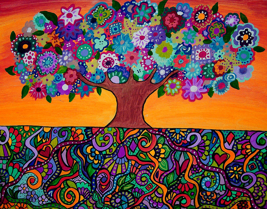Flower Painting - Living tree of color by Tori Radford