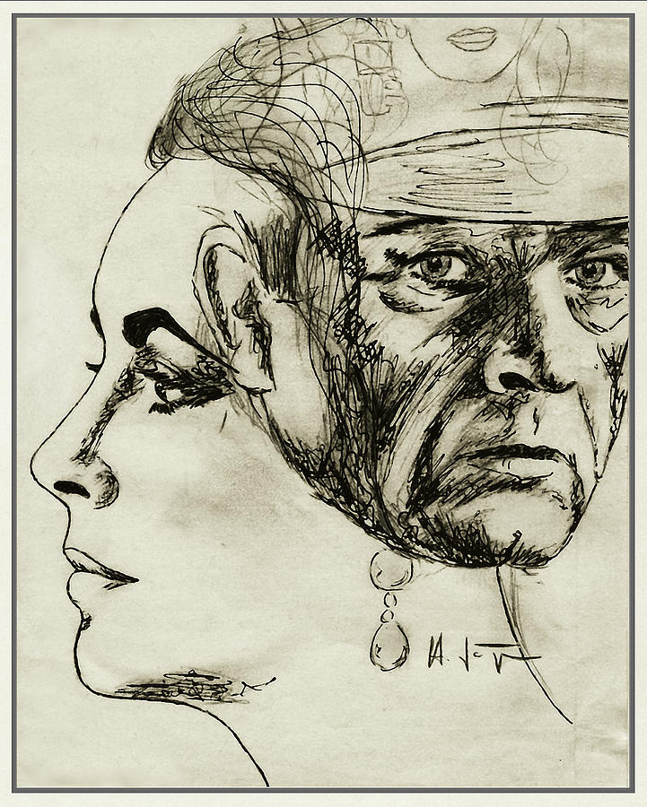 LIZ  and  RICHARD Drawing by Hartmut Jager