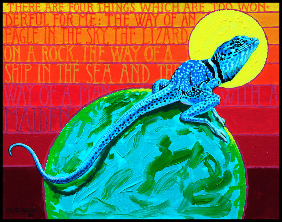 Lizard Painting - Lizard on a Rock by John Lautermilch