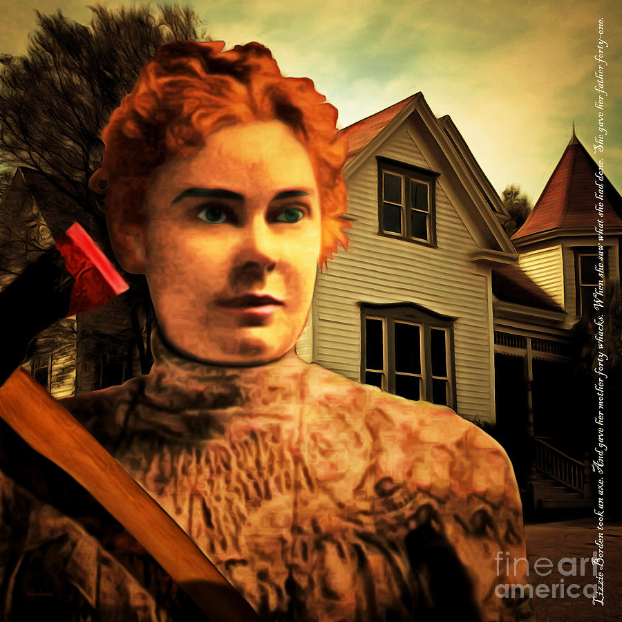 Psycho Movie Photograph - Lizzie Borden Took An Ax 20141226 square with text by Wingsdomain Art and Photography