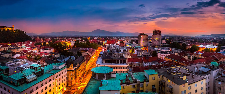 Sunset Photograph - Ljubljana Slovenia by Jakob Noc