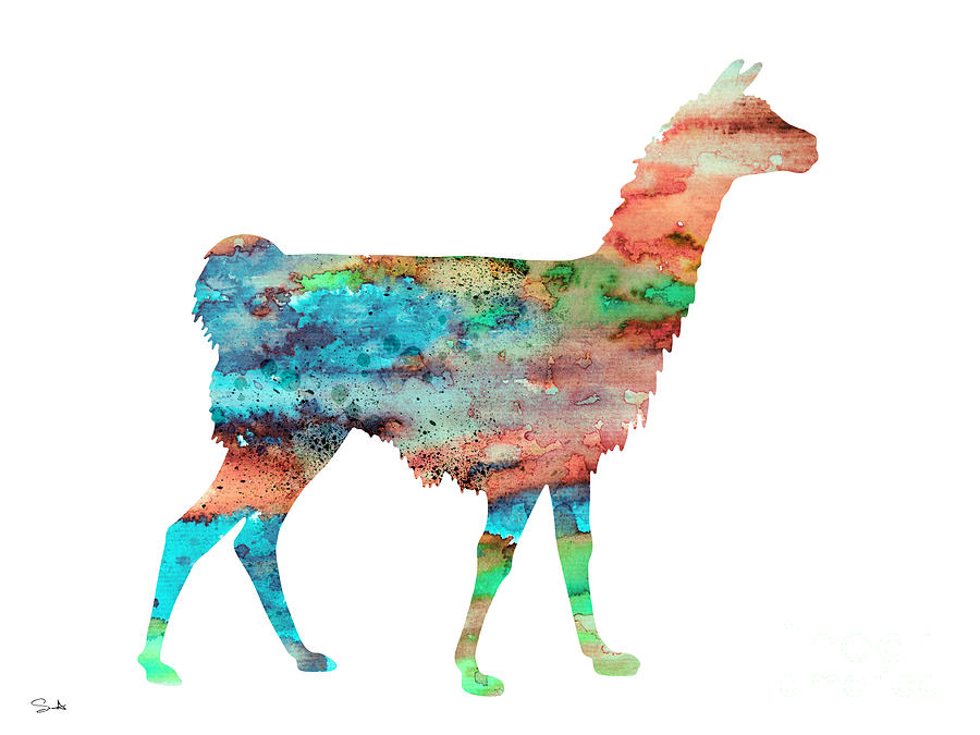 Illustration Painting - Llama by Watercolor Girl